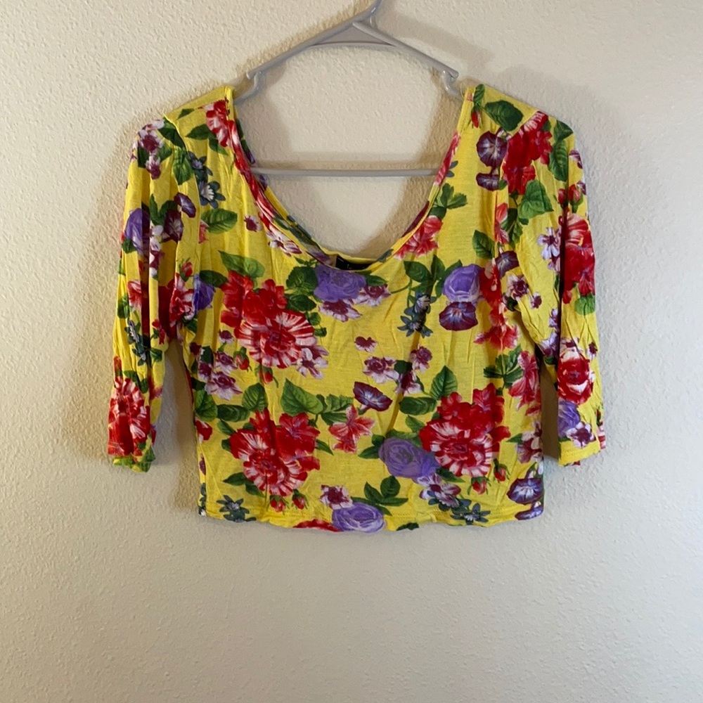 Yellow flower crop top